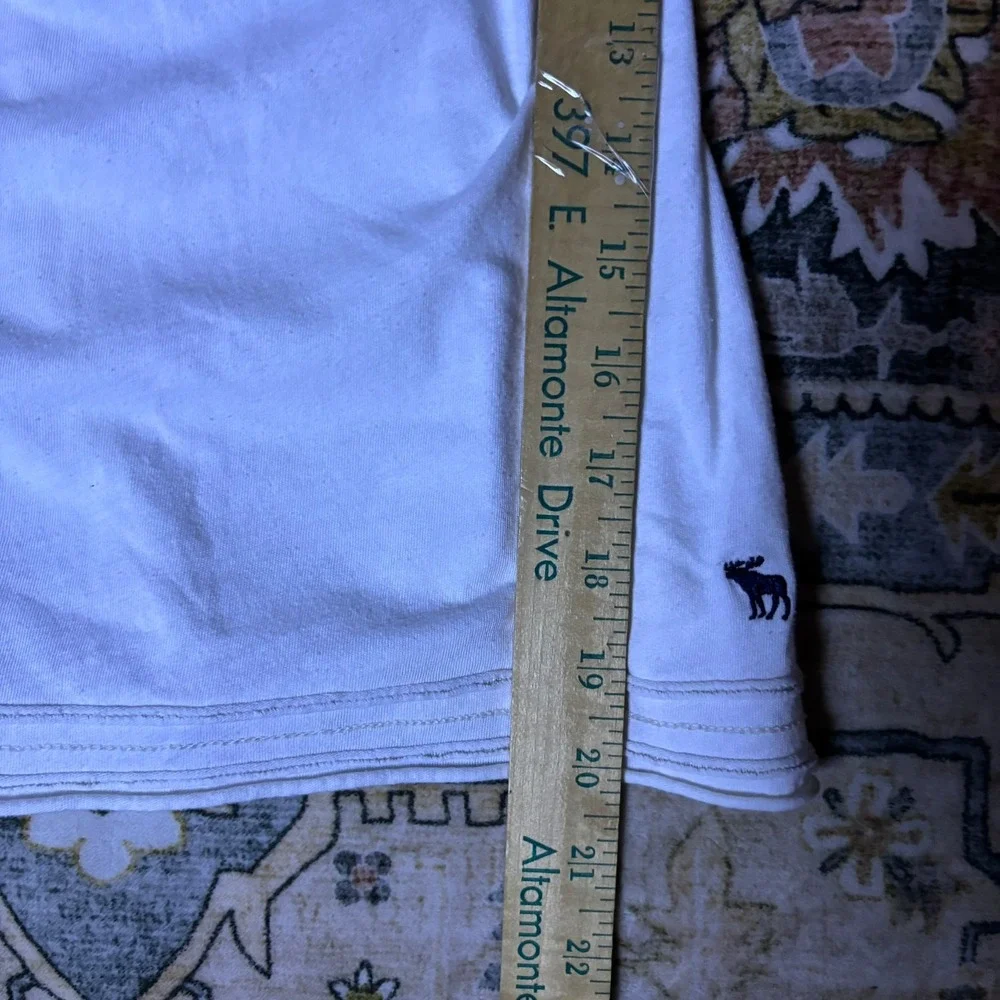 Vintage Abercrombie & Fitch White Empire Waist Babydoll Top Y2K Moose Logo Small - Picture 15 of 15